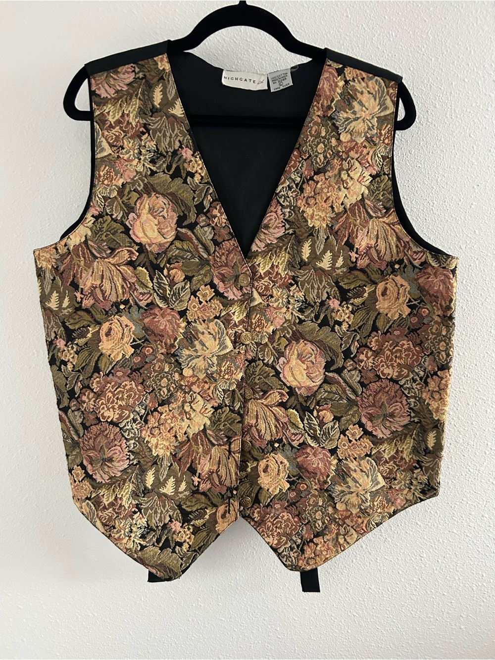 Vintage Highgate Ltd Cotton Floral Tapestry Vest